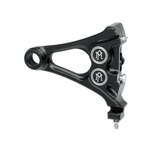 Performance Machine P12560077BM Right Rear Integrated 4 Piston Caliper & Mounting Bracket Black Contrast Cut for Softail 08-17 & New Phatail Kits w/25