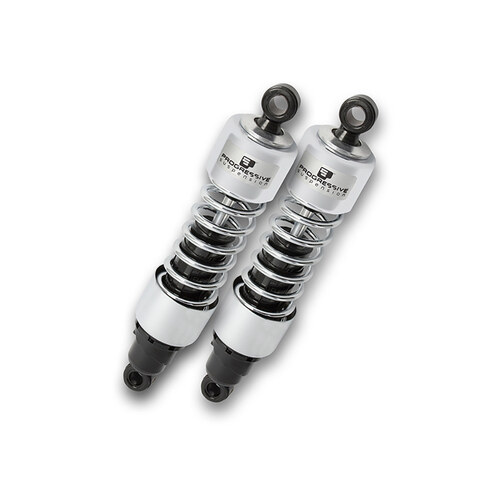 Progressive Suspension PS-412-4030C 412 Series 11" Rear Shock Absorbers Chrome for Big Twin 73-86 4 Speed