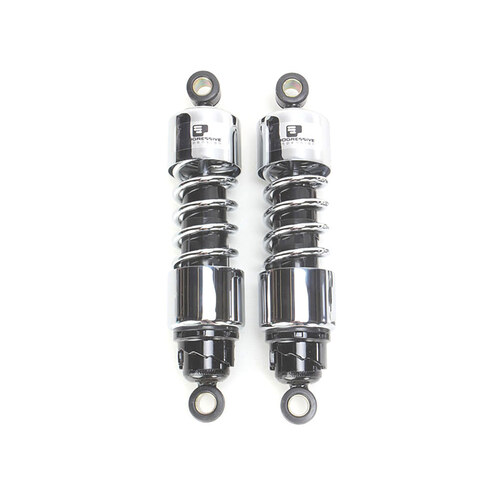 Progressive Suspension PS-412-4063C 412 Series 11.5" Standard Spring Rate Rear Shock Absorbers Chrome for Sportster 04-21