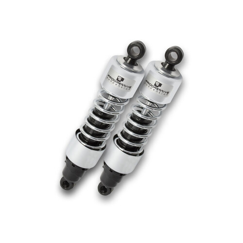 Progressive Suspension PS-412-4065C 412 Series 13" Standard Spring Rate Rear Shock Absorbers Chrome for Sportster 04-21