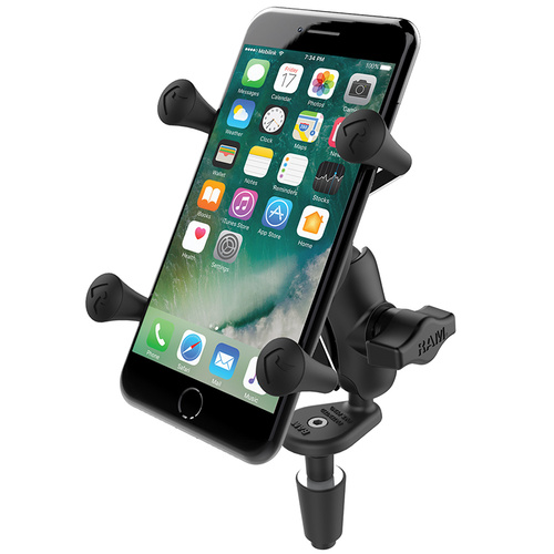 RAM Mounts X-Grip Phone Holder w/Motorcycle Fork Stem Base & Short Arm