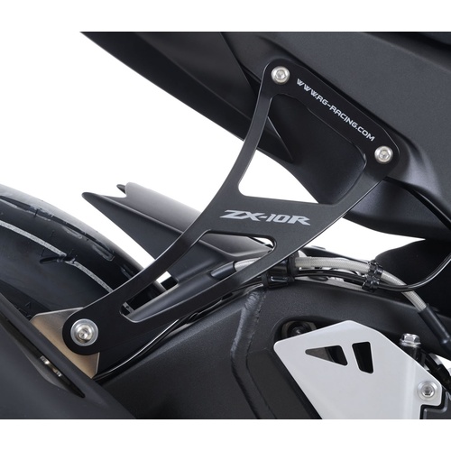 R&G Racing Exhaust Hangers w/Footrest Blanking Plate (Pair) Black for Kawasaki ZX-10R 11-20