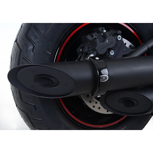 R&G Racing Round Exhaust Protectors Black for Aprilia/Kawasaki/Royal Enfield/Triumph