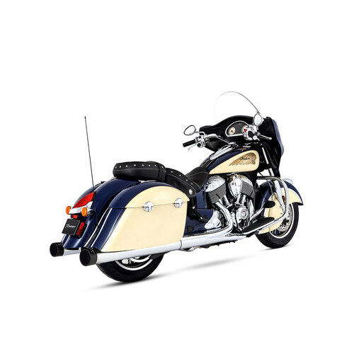 Rinehart Racing RIN-500-0502 4" Slip-On Mufflers Chrome w/Black End Caps for Indian Big Twin 14-Up w/Hard Saddlebags