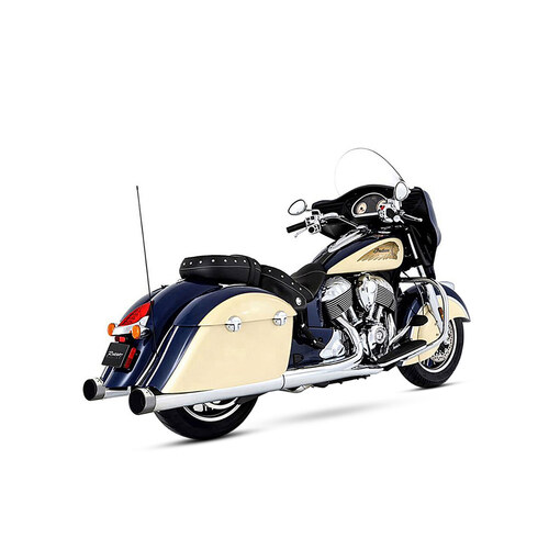 Rinehart Racing RIN-500-0502C 4" Slip-On Mufflers Chrome w/Chrome End Caps for Indian Big Twin 14-Up w/Hard Saddlebags