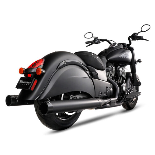 Rinehart Racing RIN-500-0563 4" DBX40 Slip-On Mufflers Black w/Black End Caps for Indian Big Twin 14-Up w/Hard Saddle Bags