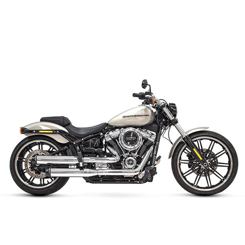 Rinehart Racing RIN-500-1200 3.5" Slip-On Mufflers Chrome w/Black Contrast Cut Black End Caps for Softail Slim/Street Bob/Low Rider/Breakout/Fat Boy 1