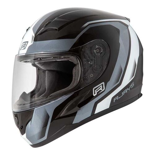 Rjays Grid Gloss Black/White Helmet [Size:LG]