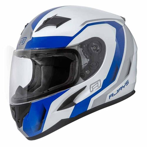 Rjays Grid Gloss White/Blue Helmet [Size:MD]