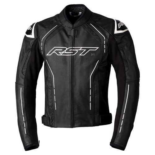 RST S-1 CE Black/White Leather Jacket  [Size:XS]