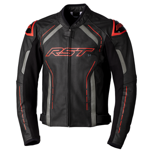 RST S-1 CE Black/Grey/Red Leather Jacket  [Size:SM]