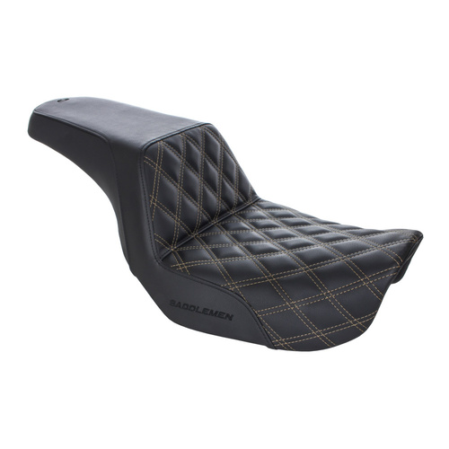 Saddlemen SAD-806-04-172GO Step-Up LS Dual Seat w/Gold Double Diamond Lattice Stitch for Dyna 06-17