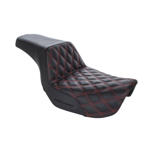 Saddlemen SAD-806-04-172RD Step-Up LS Dual Seat w/Red Double Diamond Lattice Stitch for Dyna 06-17