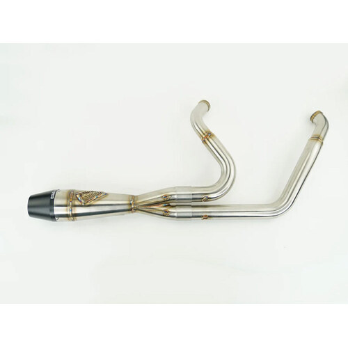 Sawicki Speed SAW-930-01208 Shorty 2-1 Exhaust w/Billet End Cap Stainless for Touring 95-16