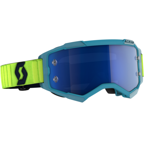 Scott Fury Goggles Teal Blue/Neon Yellow w/Electric Blue Chrome Works Lens