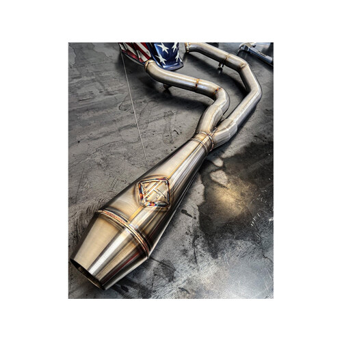 SP Concepts SPC-1-003 2-Into-1 4.5in. Big Bore Exhaust – Stainless Steel. Fits Softail 2018up Non-240 Rear Tyre Models.