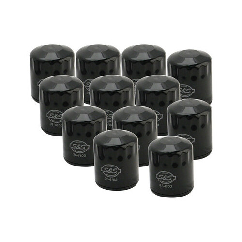 S&S Cycle SS310-0241 Oil Filters Black for Twin Cam 99-17/Milwaukee-Eight Touring 17-Up/Softail 18-Up (Box of 12)