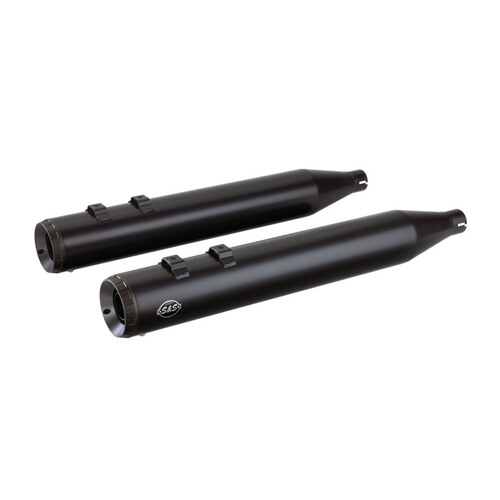 S&S Cycle SS550-0694 Grand National 4" Slip-On Mufflers Black w/Black End Caps for Touring 17-Up