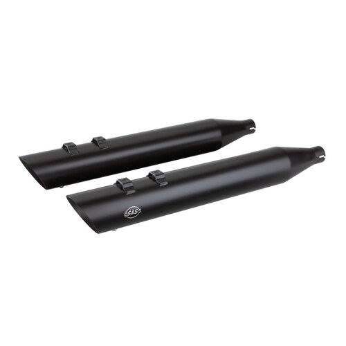 S&S Cycle SS550-0696 Grand National 4" Slash Cut Slip-On Mufflers Black for Touring 17-Up