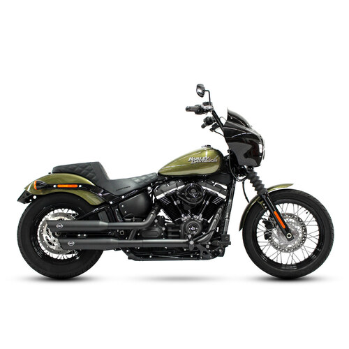 S&S Cycle SS550-0735 3.5" Slash Cut Slip-On Mufflers Black for Softail 18-Up Models/Standard 20-Up