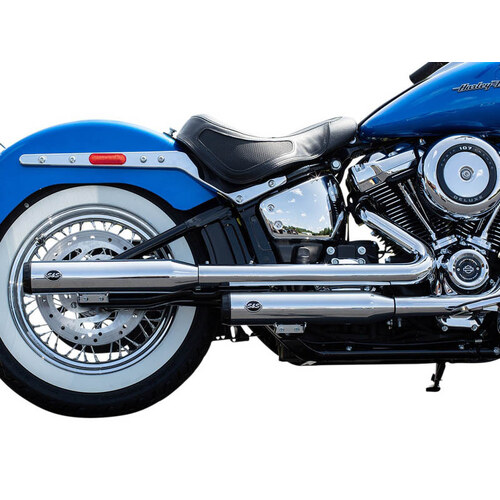 S&S Cycle SS550-0740 Grand National 3.5" Slip-On Mufflers Chrome w/Black End Caps for Softail Deluxe/Heritage Softail Classic 18-Up