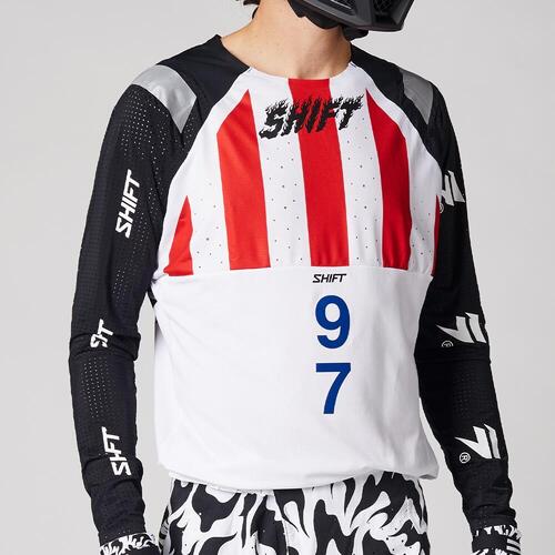 Shift 2021 Blue Label Flame White/Black Jersey [Size:SM]