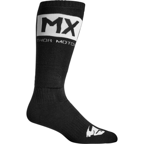 Thor MX Solid Black/White Youth Socks