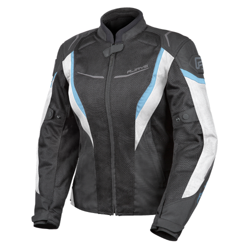 Rjays Swift III Black/White/Light Blue Womens Textile Jacket [Size:10]