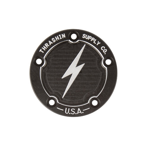 Thrashin Supply TS-TSC-3026-4 Dished Points Cover Black for Twin Cam 99-17