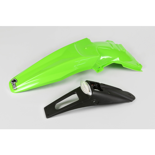 UFO Rear Fender Green w/LED Tailight for Kawasaki KLX450R 07-23