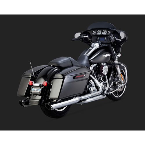 Vance & Hines V16763 Twin Slash Round Slip-On Mufflers Chrome for Touring 95-15