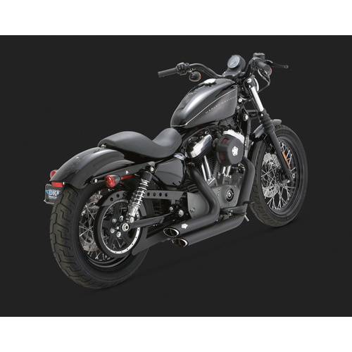 Vance & Hines V47219 Shortshots Staggered Exhaust Black for Sportster 04-13 (04-06 Models need V16925 O2 Sensor Bung)