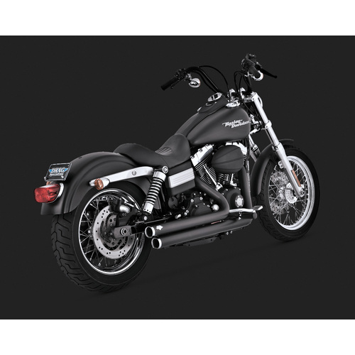 Vance & Hines V47338 PCX Big Shots Staggered Exhaust Black for Dyna 06-17 (excludes Switchback)