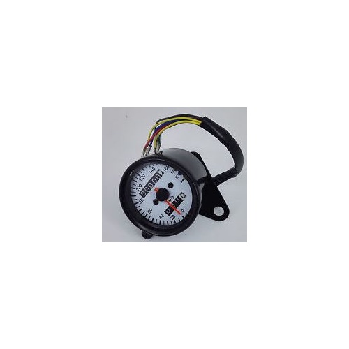 Speedo Mini Style Black w/White Face with T/Signal Neutral Universal Use Fits all Motorcycles Bobbers Customs