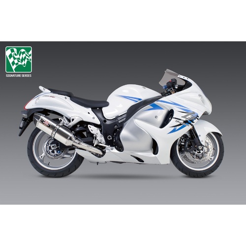 Yoshimura Signature Series R-77 Stainless Slip-On Muffler w/Stainless Sleeve/Carbon End Cap for Suzuki Hayabusa 08-20